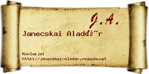 Janecskai Aladár névjegykártya